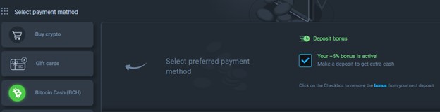 Thunderpick Select Payment Method Screenshot