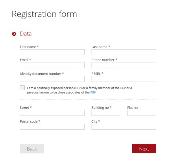 Dotpay Registration form