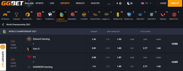 GGBet odds screenshot