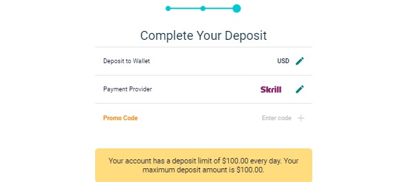 Rivalry Deposit Completion Page Screenshot