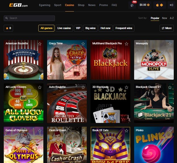 EGB Casino Screenshot