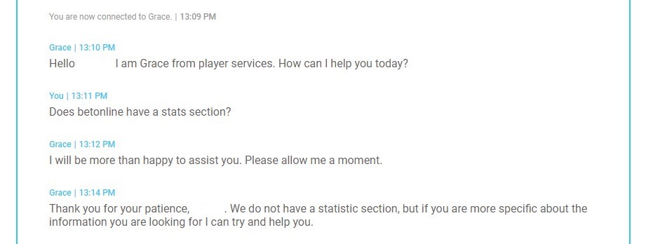 BetOnline live chat screenshot