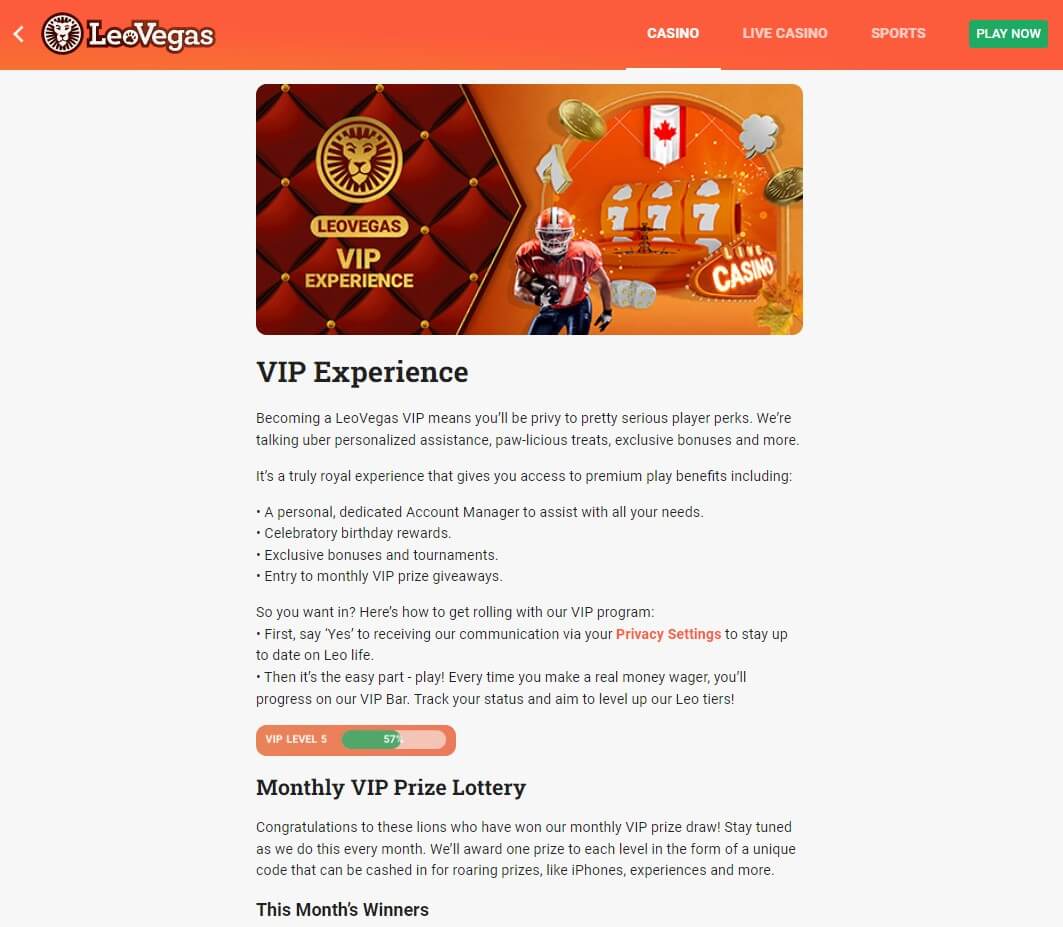 LeoVegas VIP Experience