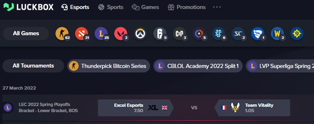 Luckbox Esports Games Screenshot