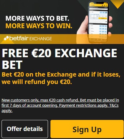 Betfair Free Exchange Bet Offer Screenshot