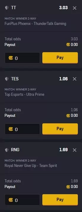 CSGO Empire Bet Builder Screenshot