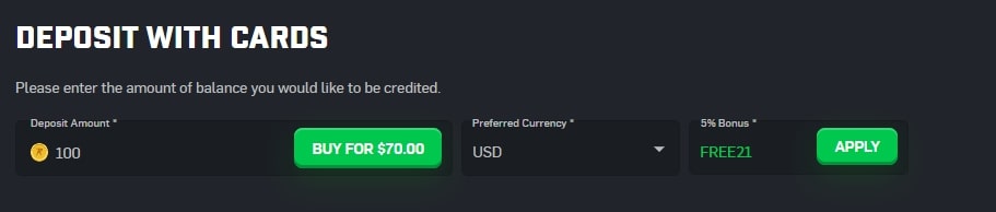 CSGORoll Deposit Page