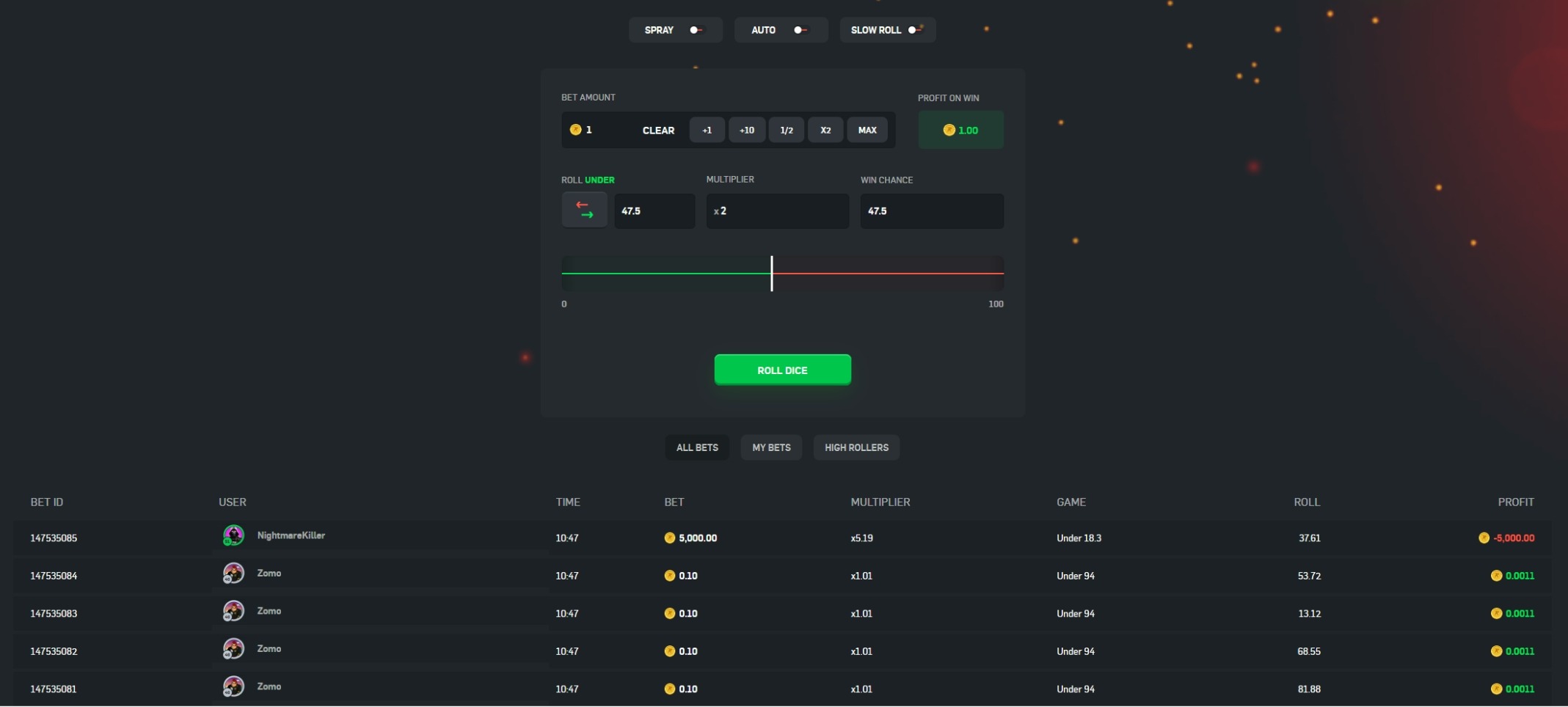 CSGORoll Dice Screenshot