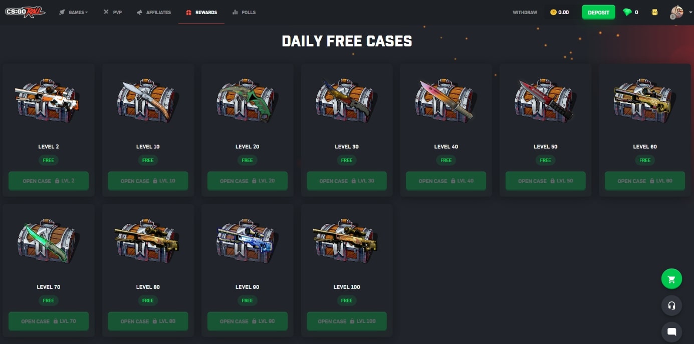 CSGORoll Rewards Screenshot