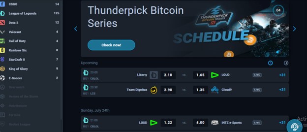 Thunderpick LOUD Matches Screenshot