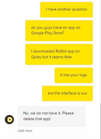 Rollbit Customer Support Screenshot