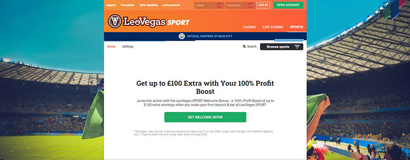 LeoVegas Home Page Screenshot