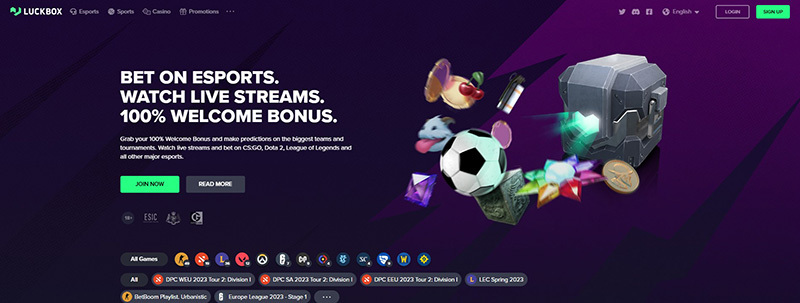 Luckbox Home Page Screenshot