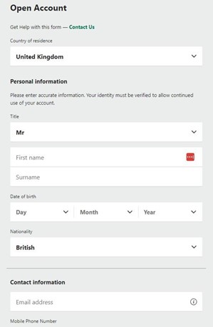 bet365 Registration Page Screenshot