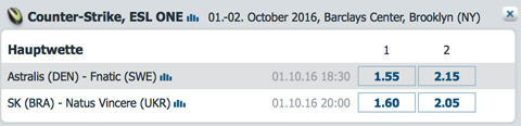 CSGO ESL One NY 2016 betting odds at Bet-at-Home