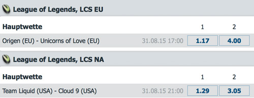 Finale LCS Regional Qualifikation Spielplan und Quoten Bet-at-Home