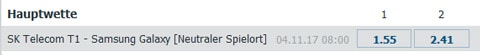 Finale Wettquoten LoL Worlds 2017 Betathome