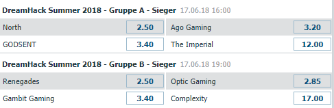 DreamHack Summer Gruppensieger 2018 - bet at home wettquoten