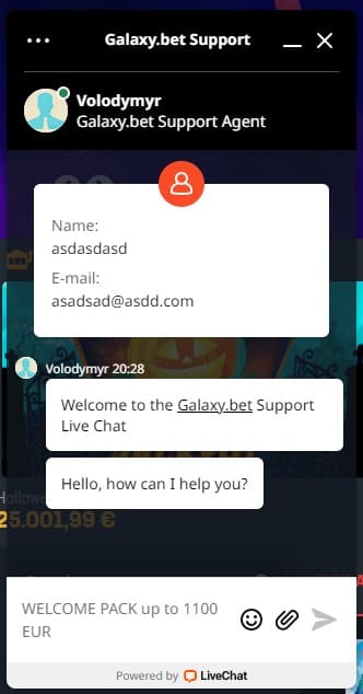 GALAXY.bet Live Chat Support