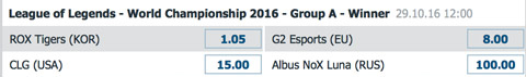 Gewinner Gruppe A Gruppenphase LoL WM 2016 von Bet at Home