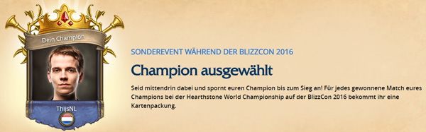 Hearthstone Weltmeisterschaft 2016 Wählt einen Champion Tippspiel Beispiel