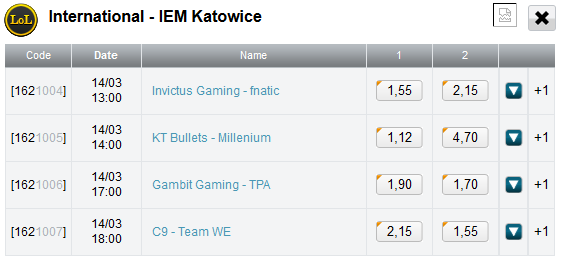 IEM Katowice 2014 LoL Spielplan und Quoten esportsventure