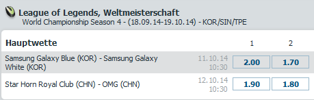 League of Legends WM Halbfinale - Spielplan und Wettequoten - Bet at Home