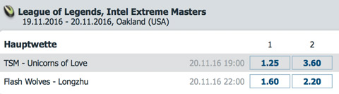 LoL IEM Oakland Halbfinal Wettquoten von BetatHome