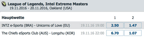 LoL IEM Oakland Viertelfinal Wettquoten von BetatHome