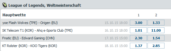 LoL WM 2015 - Viertelfinale - Spielplan und Quoten - bet-at-home