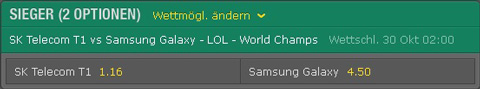 Match Sieger Finale Wettquoten LoL Weltmeisterschaft 2016 von Bet365