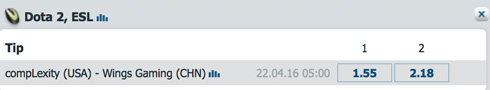 Match Sieger Wettquoten ESL Manila 2016 Dota2 BetatHome