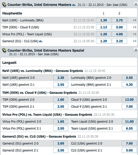 Spielplan Wettquoten CSGO-IEM San Jose 2015 bet-at-home