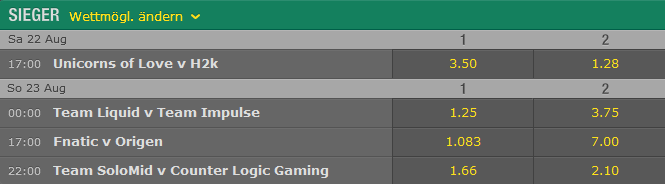 Spielplan und Quoten Finale und Spiel um Platz 3 LCS Spring Playoffs 2015 - Bet365