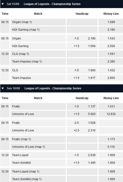 Spielplan und Quoten Halbfinale LCS Spring Playoffs 2015 - Pinnacle