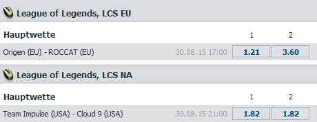 Spielplan und Quoten Runde 2 - Halbfinale LCS Regional Qualifikation - bet-at-home
