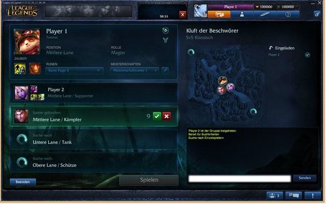 Screenshot vom League of Legends Teamersteller