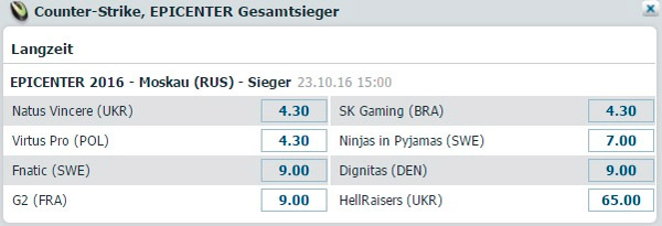 Turniersieger EPICENTER 2016 - Counter Strike Global Offensive von Bet at Home