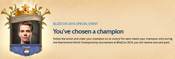 Campeonato Mundial de Hearthstone 2016 - Escoge tu Campeón