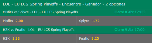 Cuartos de Final EU LCS 2017 Playoffs de Primavera Cuotas de Apuestas en Bet365