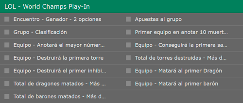 Campeonato Mundial de League of Legends 2017 Cuotas de Apuestas de la Fase de Apertura Play In Stage en Bet365