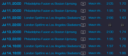 Ganador del Encuentro Overwatch League Season 1 Playoffs Cuotas de Apuestas en ArcaneBet