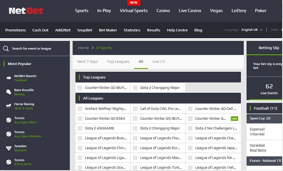 NetBet esports betting